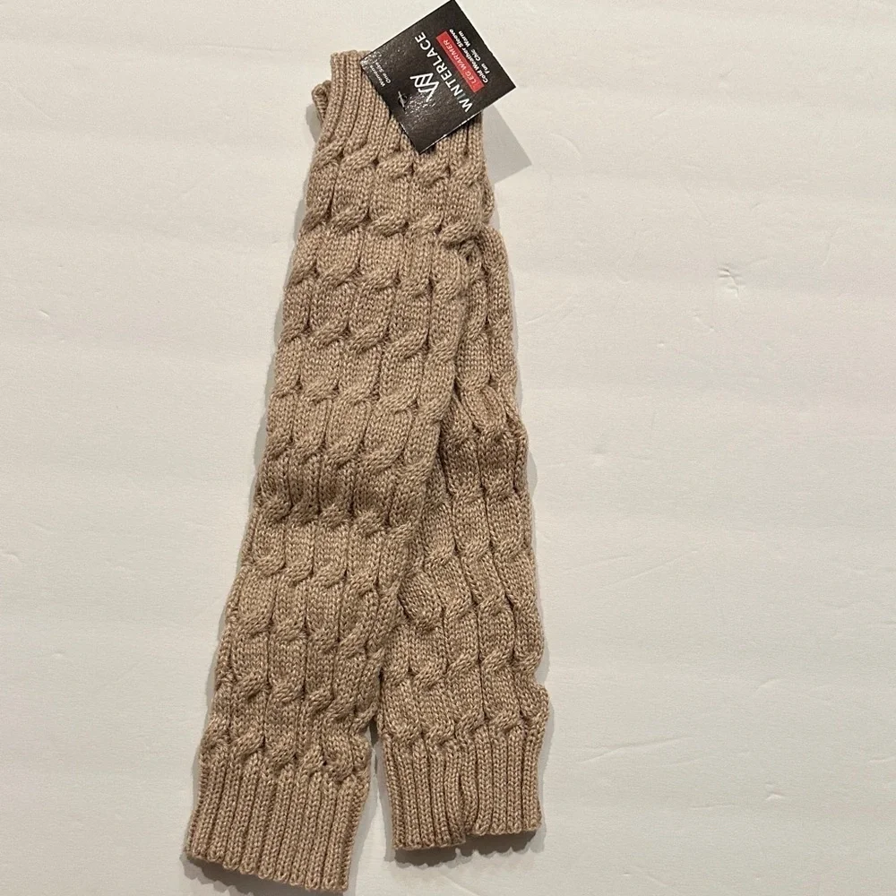 Winterlace acrylic Knit Tan leg warmers OS